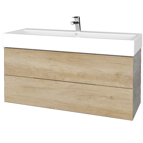 Waschtischunterschrank FLAT SZZ2 120 (Waschtisch Duravit Vero)  - D01 Beton - D15 Eiche Nebraska