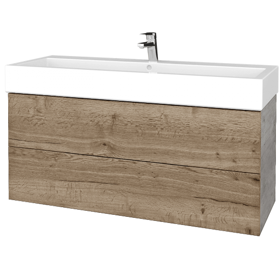 Waschtischunterschrank FLAT SZZ2 120 (Waschtisch Duravit Vero)  - D01 Beton - D21 Tobacco