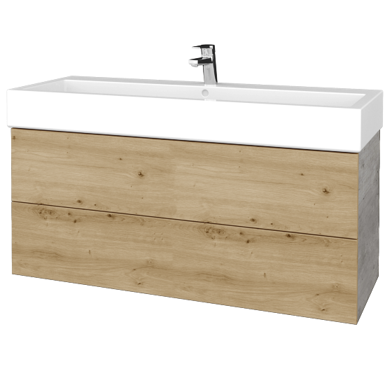 Waschtischunterschrank FLAT SZZ2 120 (Waschtisch Duravit Vero)  - D01 Beton - D22 Caramel