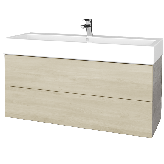 Waschtischunterschrank FLAT SZZ2 120 (Waschtisch Duravit Vero)  - D01 Beton - D24 Ohio