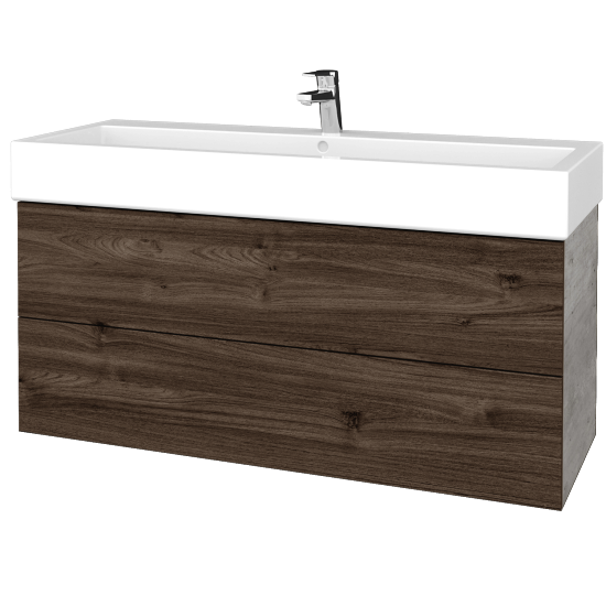 Waschtischunterschrank FLAT SZZ2 120 (Waschtisch Duravit Vero)  - D01 Beton - D25 Teak