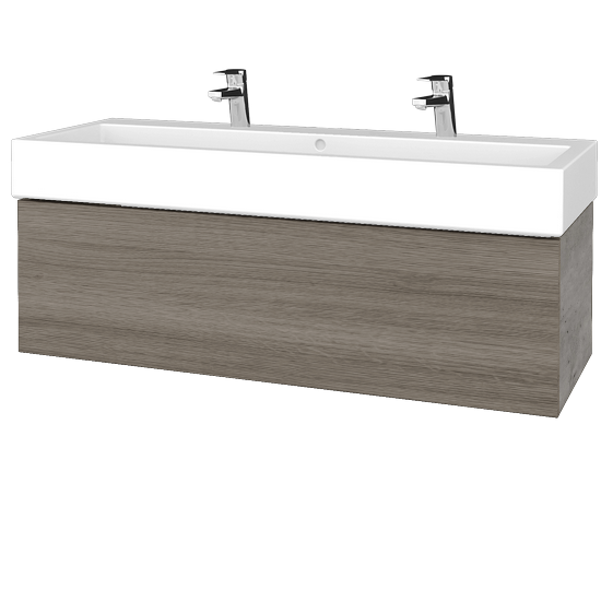 Waschtischunterschrank FLAT SZZ 120 (Waschtisch Duravit Vero mit 2 Hahnlöchern)  - D01 Beton - D03 Cafe