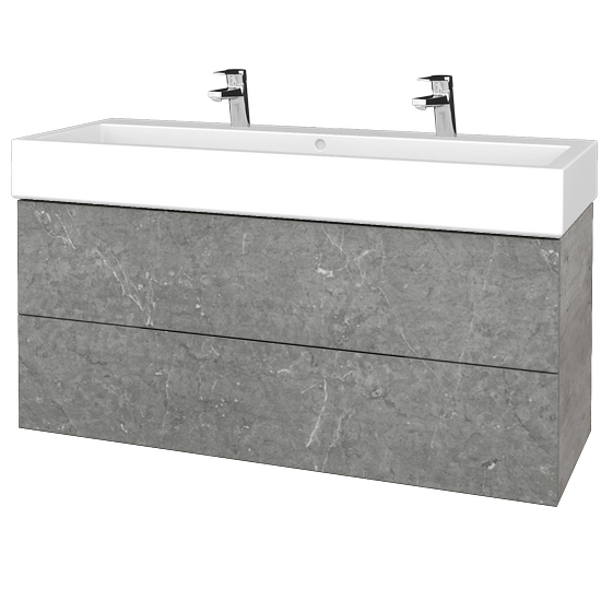 Waschtischunterschrank FLAT SZZ2 120 (Waschtisch Duravit Vero mit 2 Hahnlöchern)  - D01 Beton - D20 Galaxy