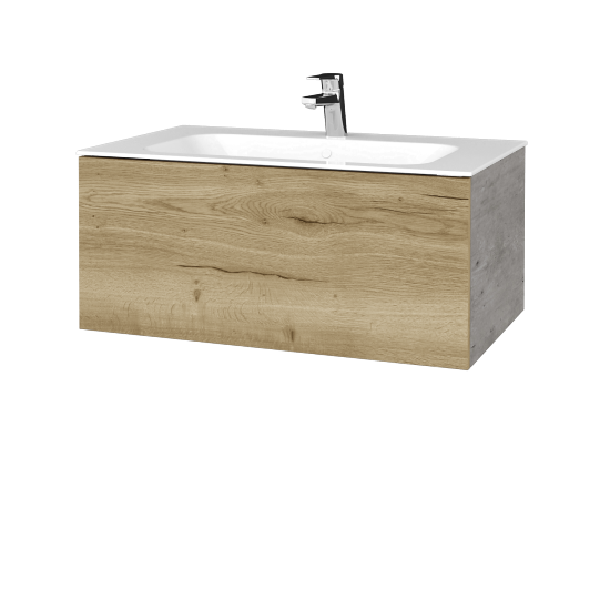 Waschtischunterschrank FLAT SZZ 80 (Waschtisch Finion)  - D01 Beton - D26 Ontario