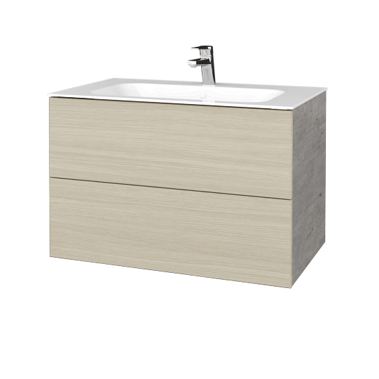 Waschtischunterschrank FLAT SZZ2 80 (Waschtisch Finion)  - D01 Beton - D04 Eiche