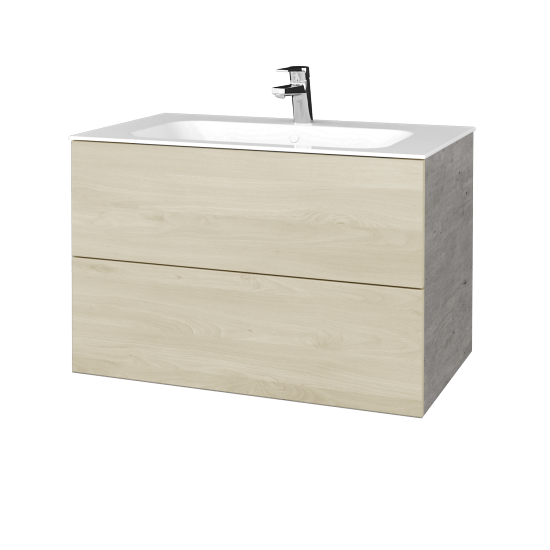 Waschtischunterschrank FLAT SZZ2 80 (Waschtisch Finion)  - D01 Beton - D24 Ohio