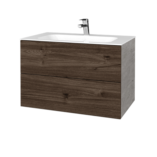Waschtischunterschrank FLAT SZZ2 80 (Waschtisch Finion)  - D01 Beton - D25 Teak