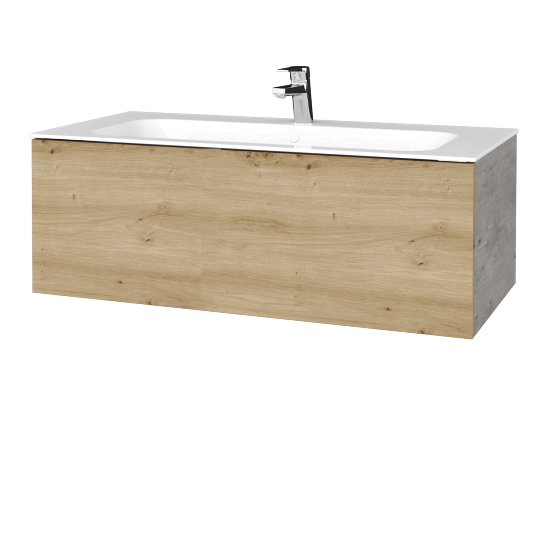 Waschtischunterschrank FLAT SZZ 100 (Waschtisch Finion)  - D01 Beton - D22 Caramel