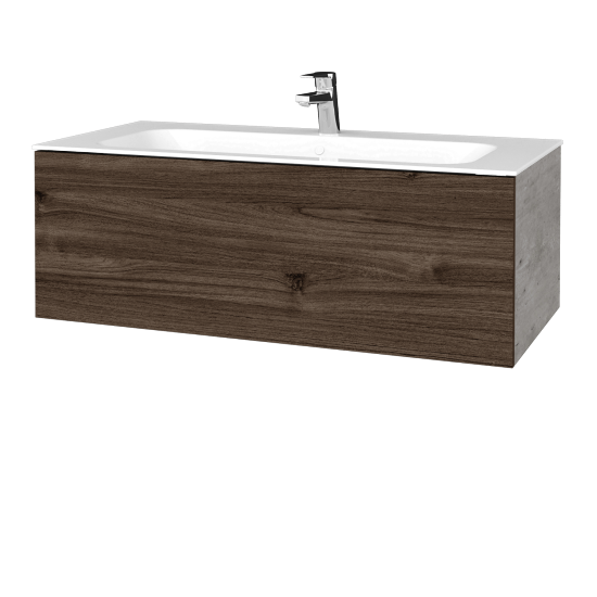 Waschtischunterschrank FLAT SZZ 100 (Waschtisch Finion)  - D01 Beton - D25 Teak