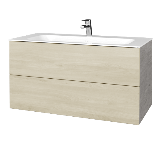 Waschtischunterschrank FLAT SZZ2 100 (Waschtisch Finion)  - D01 Beton - D24 Ohio