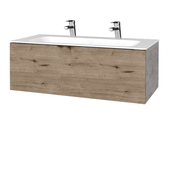 Waschtischunterschrank FLAT SZZ 100 (Waschtisch Finion mit 2 Hahnlöchern)  - D01 Beton - D23 Herkules