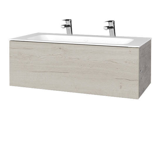 Waschtischunterschrank FLAT SZZ 100 (Waschtisch Finion mit 2 Hahnlöchern)  - D01 Beton - D28 Alberta