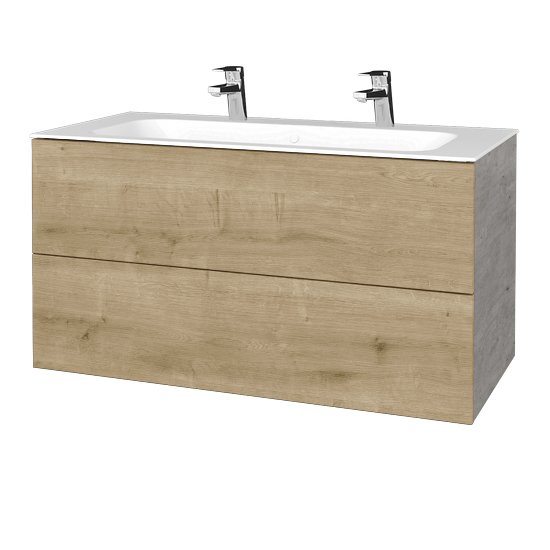 Waschtischunterschrank FLAT SZZ2 100 (Waschtisch Finion mit 2 Hahnlöchern)  - D01 Beton - D09 Arlington