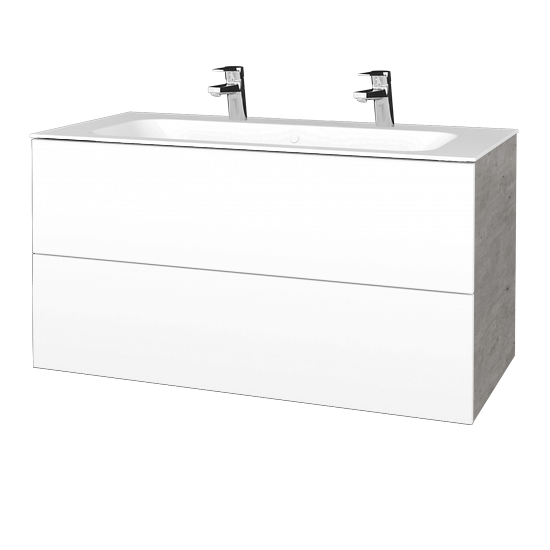 Kúpeľňová skrinka VARIANTE SZZ2 100 pre úmyvadlo Finon - D01 Betón - M01 Biela mat
