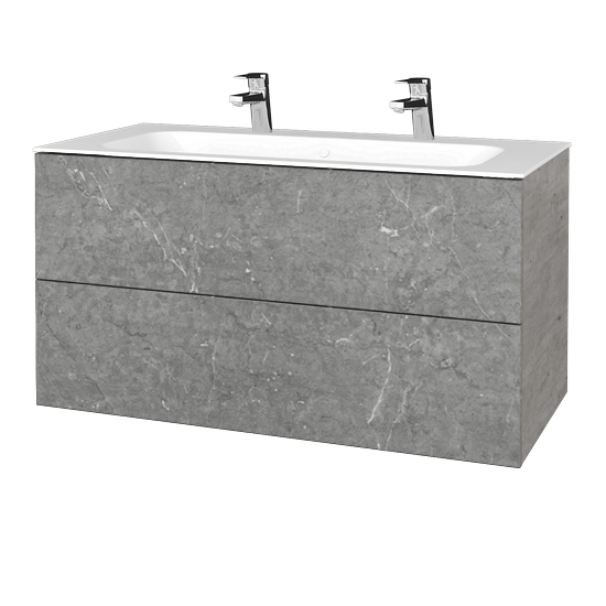 Waschtischunterschrank FLAT SZZ2 100 (Waschtisch Finion mit 2 Hahnlöchern)  - D01 Beton - D20 Galaxy