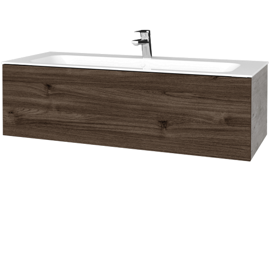 Waschtischunterschrank FLAT SZZ 120 (Waschtisch Finion)  - D01 Beton - D25 Teak