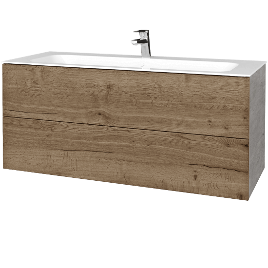 Waschtischunterschrank FLAT SZZ2 120 (Waschtisch Finion)  - D01 Beton - D21 Tobacco