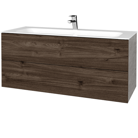 Waschtischunterschrank FLAT SZZ2 120 (Waschtisch Finion)  - D01 Beton - D25 Teak