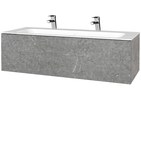 Waschtischunterschrank FLAT SZZ 120 (Waschtisch Finion mit 2 Hahnlöchern)  - D01 Beton - D20 Galaxy