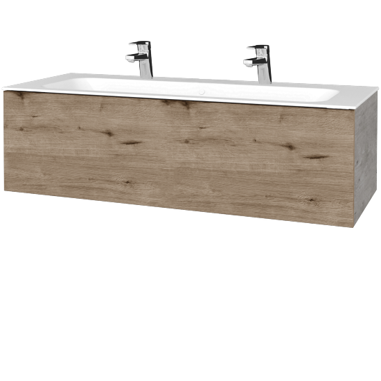 Waschtischunterschrank FLAT SZZ 120 (Waschtisch Finion mit 2 Hahnlöchern)  - D01 Beton - D23 Herkules