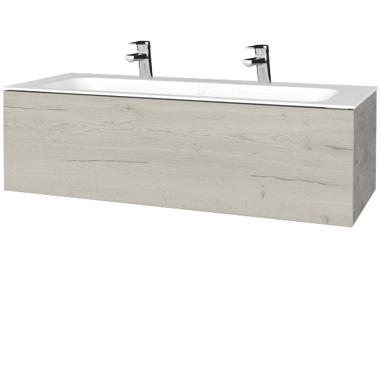 Waschtischunterschrank FLAT SZZ 120 (Waschtisch Finion mit 2 Hahnlöchern)  - D01 Beton - D28 Alberta