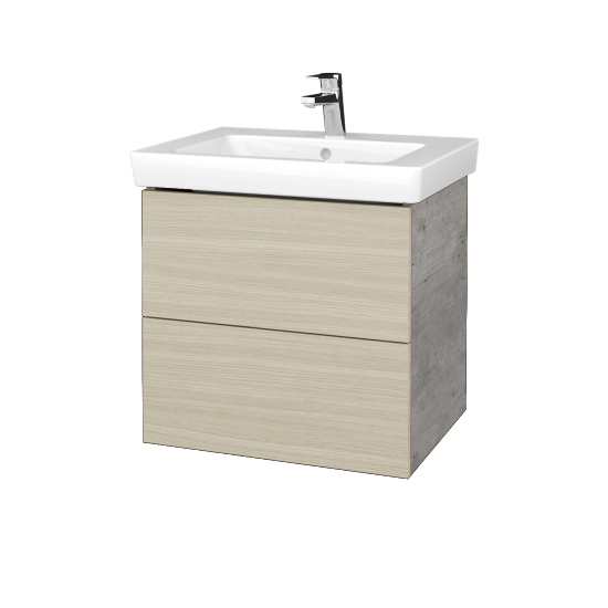 Waschtischunterschrank FLAT SZZ2 60 (Waschtisch Subway 2.0)  - D01 Beton - D04 Eiche