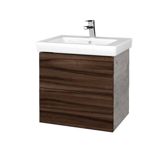 Waschtischunterschrank FLAT SZZ2 60 (Waschtisch Subway 2.0)  - D01 Beton - D06 Nussbaum