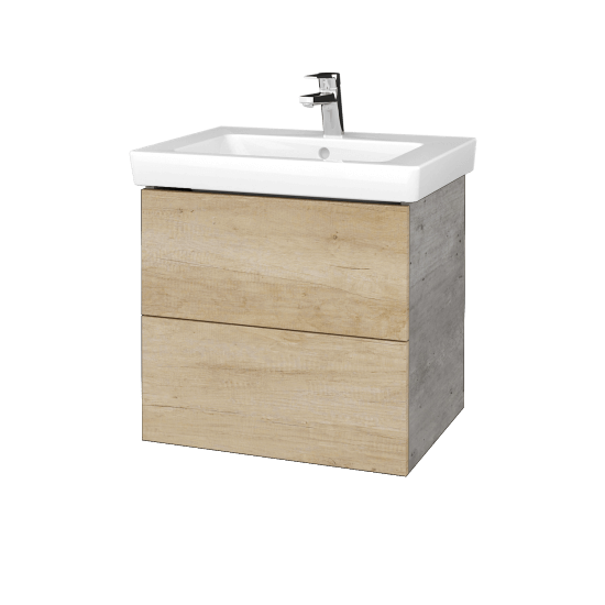 Waschtischunterschrank FLAT SZZ2 60 (Waschtisch Subway 2.0)  - D01 Beton - D15 Eiche Nebraska