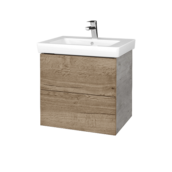Waschtischunterschrank FLAT SZZ2 60 (Waschtisch Subway 2.0)  - D01 Beton - D21 Tobacco