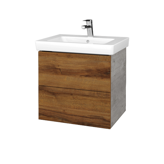 Waschtischunterschrank FLAT SZZ2 60 (Waschtisch Subway 2.0)  - D01 Beton - D27 Cognac