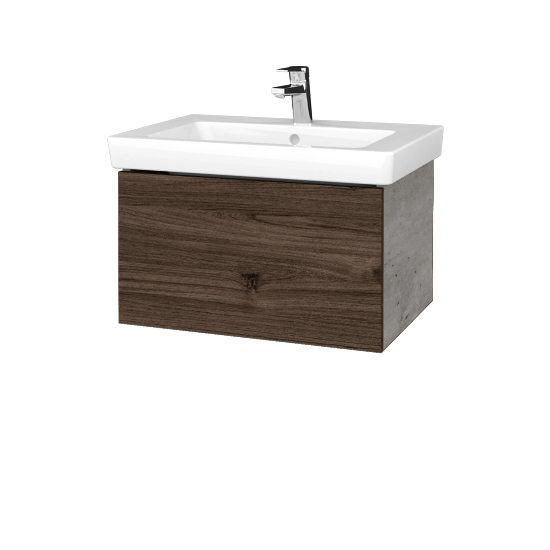 Wastischunterschrank FLAT SZZ 65 (Waschtisch Subway 2.0)  - D01 Beton - D25 Teak