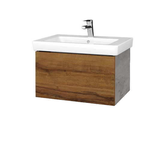 Wastischunterschrank FLAT SZZ 65 (Waschtisch Subway 2.0)  - D01 Beton - D27 Cognac