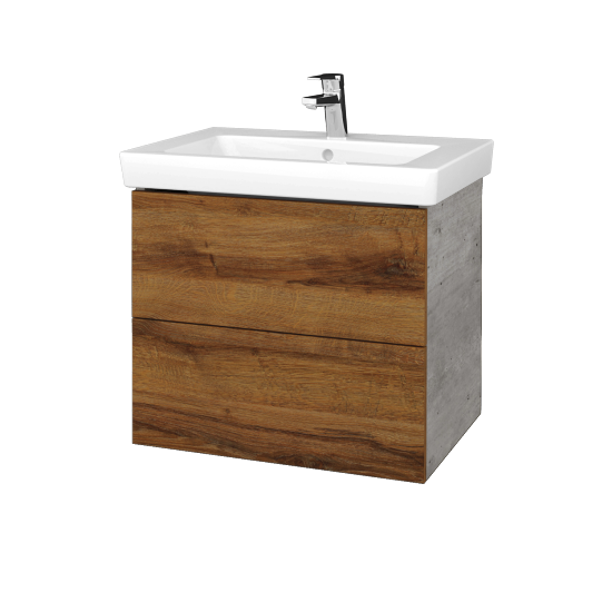 Waschtischunterschrank FLAT SZZ2 65 (Waschtisch Subway 2.0)  - D01 Beton - D27 Cognac