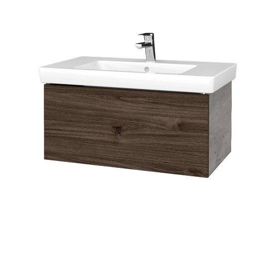 Waschtischunterschrank FLAT SZZ 80 (Waschtisch Subway 2.0)  - D01 Beton - D25 Teak