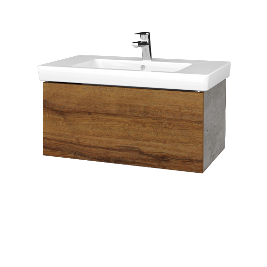 Waschtischunterschrank FLAT SZZ 80 (Waschtisch Subway 2.0)  - D01 Beton - D27 Cognac