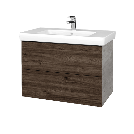 Waschtischunterschrank FLAT SZZ2 80 (Waschtisch Subway 2.0)  - D01 Beton - D25 Teak