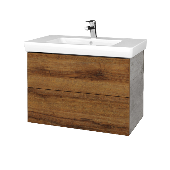 Waschtischunterschrank FLAT SZZ2 80 (Waschtisch Subway 2.0)  - D01 Beton - D27 Cognac