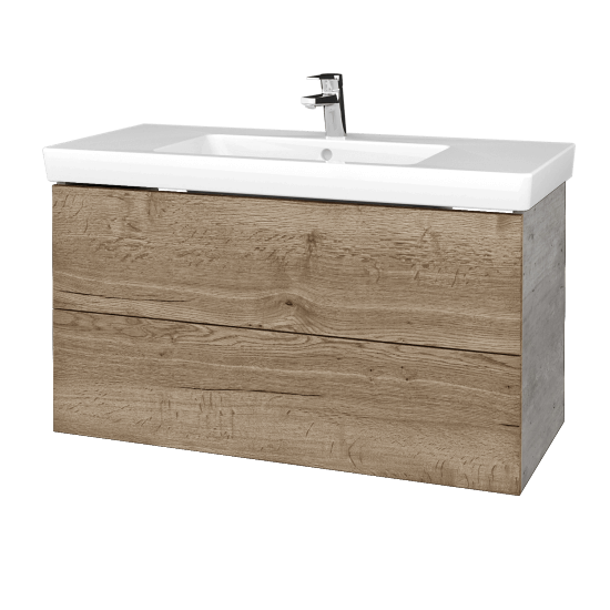 Waschtischunterschrank FLAT SZZ2 100 (Waschtisch Subway 2.0)  - D01 Beton - D21 Tobacco