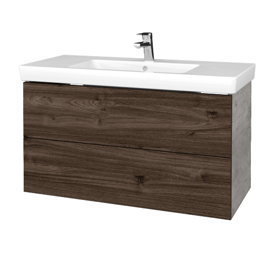 Waschtischunterschrank FLAT SZZ2 100 (Waschtisch Subway 2.0)  - D01 Beton - D25 Teak