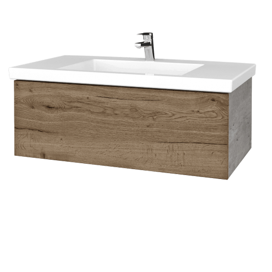 Waschtischunterschrank FLAT SZZ 100 (Waschtisch Metric)  - D01 Beton - D21 Tobacco