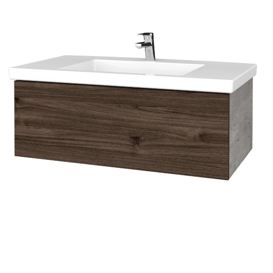Waschtischunterschrank FLAT SZZ 100 (Waschtisch Metric)  - D01 Beton - D25 Teak