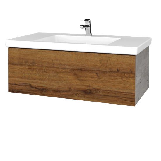 Waschtischunterschrank FLAT SZZ 100 (Waschtisch Metric)  - D01 Beton - D27 Cognac