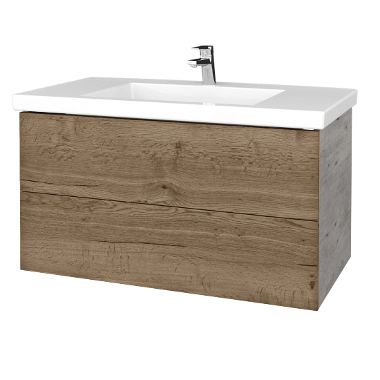 Waschtischunterschrank FLAT SZZ2 100 (Waschtisch Metric)  - D01 Beton - D21 Tobacco