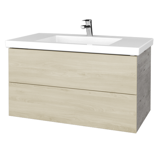 Waschtischunterschrank FLAT SZZ2 100 (Waschtisch Metric)  - D01 Beton - D24 Ohio