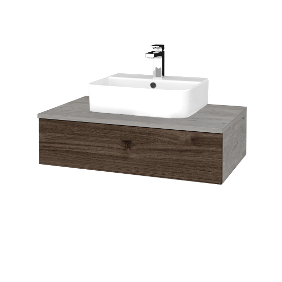 Waschtischunterschrank JOCKAM SZZ 80 (Waschtisch Joy 3)  - D01 Beton - D25 Teak - Nein