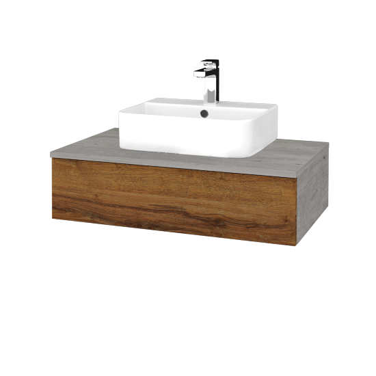 Waschtischunterschrank JOCKAM SZZ 80 (Waschtisch Joy 3)  - D01 Beton - D27 Cognac - Nein