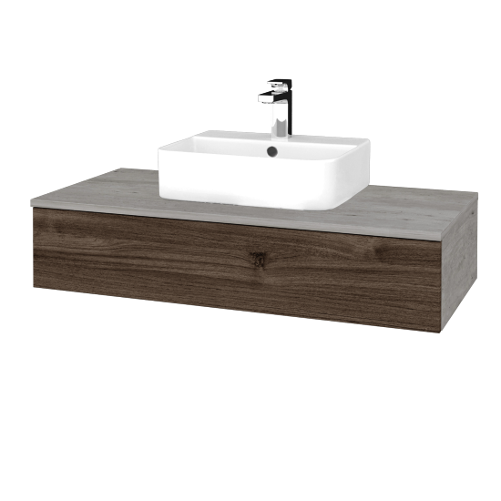 Waschtischunterschrank JOCKAM SZZ 100 (Waschtisch Joy 3)  - D01 Beton - D25 Teak - Nein