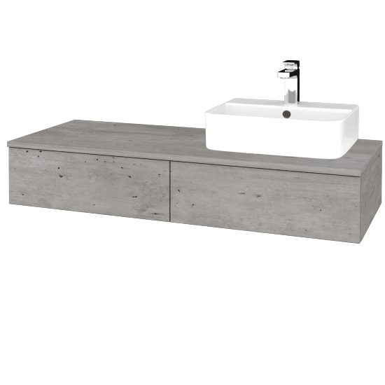 Waschtischunterschrank JOCKAM SZZ2 120 (Waschtisch Joy 3)  - D01 Beton - D01 Beton - Links - Nein