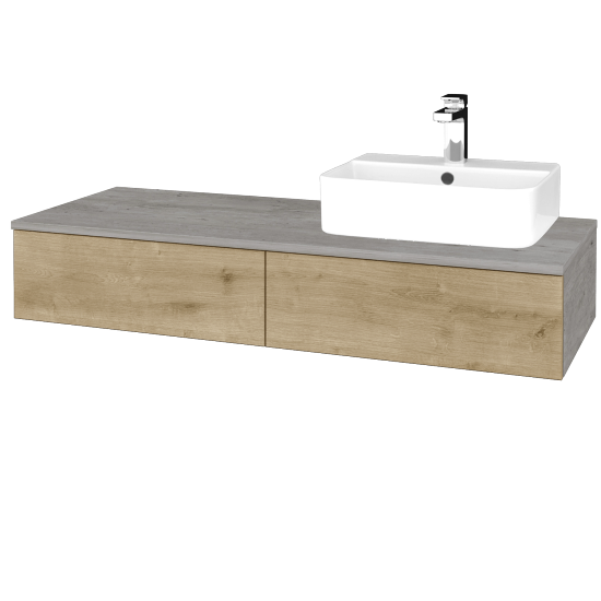 Waschtischunterschrank JOCKAM SZZ2 120 (Waschtisch Joy 3)  - D01 Beton - D09 Eiche Arlington - Links - Nein