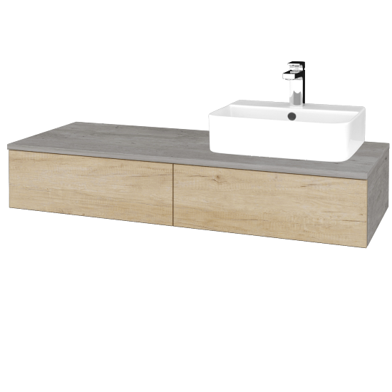 Waschtischunterschrank JOCKAM SZZ2 120 (Waschtisch Joy 3)  - D01 Beton - D15 Eiche Nebraska - Links - Nein